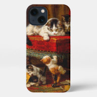 Cat and Kittens Playing with Chair