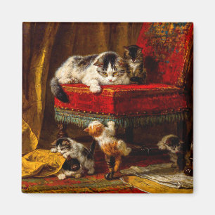 Cat and Kittens Playing with Chair Magnet
