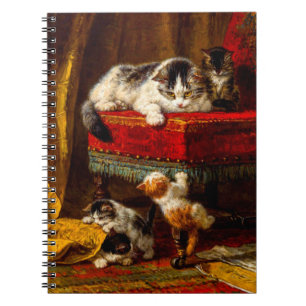 Cat and Kittens Playing with Chair Notebook