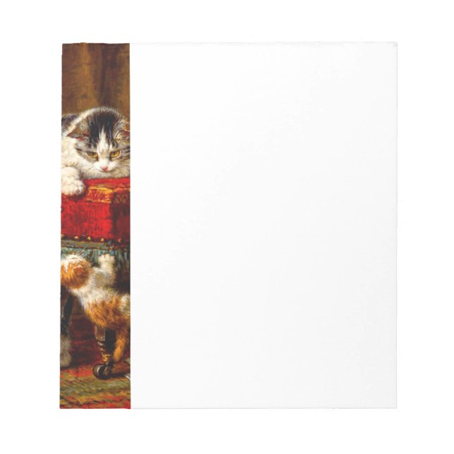 Cat and Kittens Playing with Chair Notepad (Front)