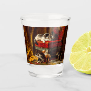 Cat and Kittens Playing with Chair Shot Glass