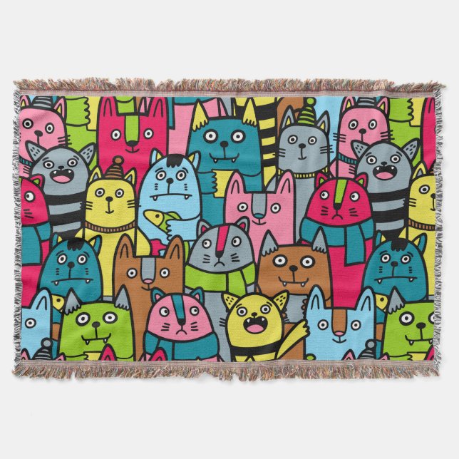 Cat and kittens throw blanket (Front)