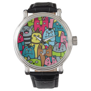 Cat and kittens watch