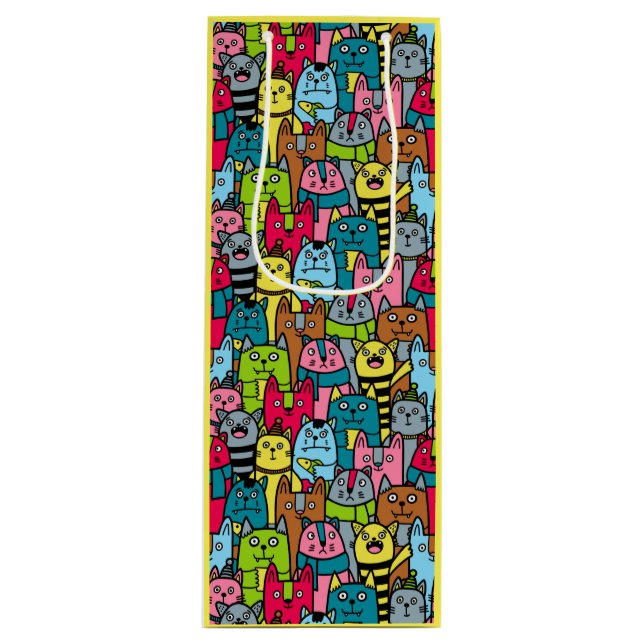 Cat and kittens wine gift bag (Front)