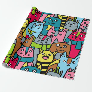Cat and kittens wrapping paper
