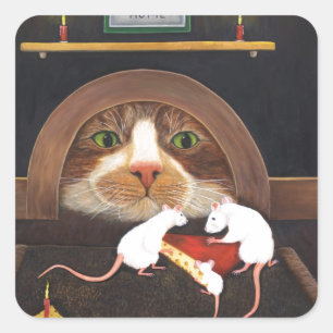 Cat and Mice Family Square Sticker