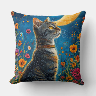 Cat and moon cushion