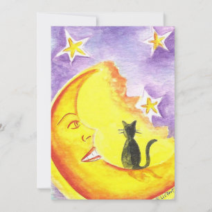 Cat and Moon Halloween Invitation by Liz Revit