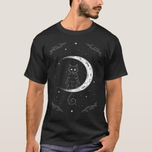 Cat and Moon Occult Goth Halloween Gothic T-Shirt