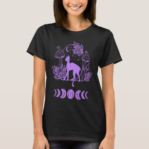 Cat and Moon Phase Witchy New Age Purple Women's T-Shirt