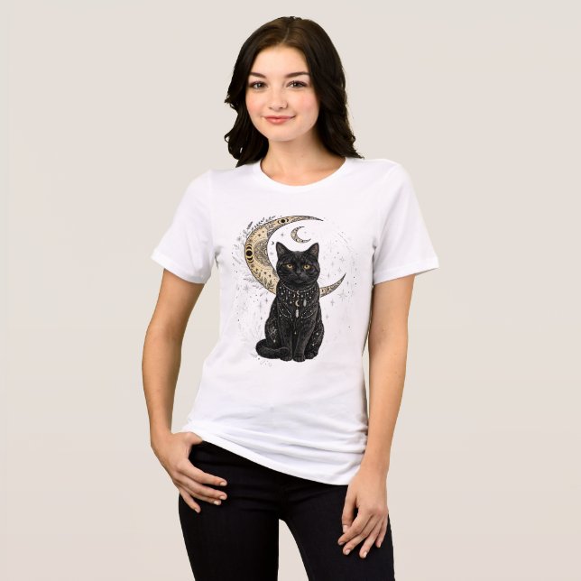 cat and moon t shirt (Front Full)