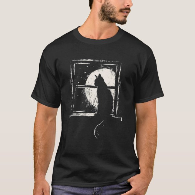 Cat and Moon T-Shirt (Front)