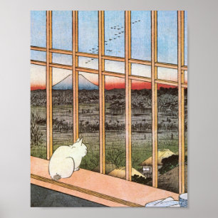 Cat and Mount Fuji, Hiroshige Poster
