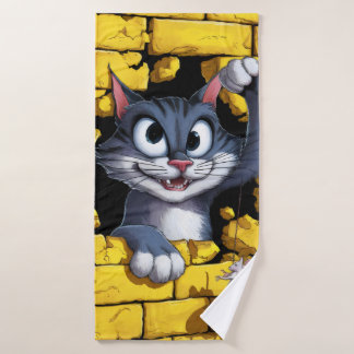 Cat and mouse. bath towel