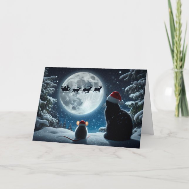 Cat and Mouse "Believe!" Christmas Card (Front)