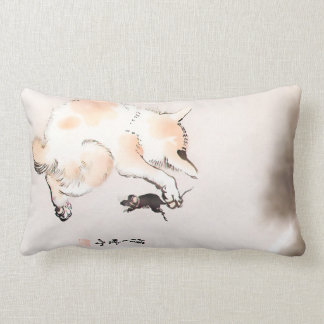 CAT AND MOUSE by Kyosai Kawanabe) Lumbar Cushion