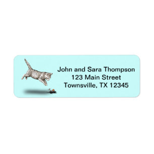Cat and Mouse cartoon Return Address Label