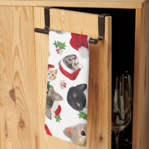 Cat and Mouse Christmas Tea Towel