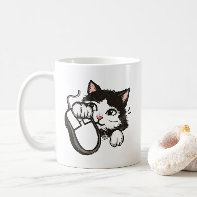 Cat and Mouse Coffee Mug (With Donut)