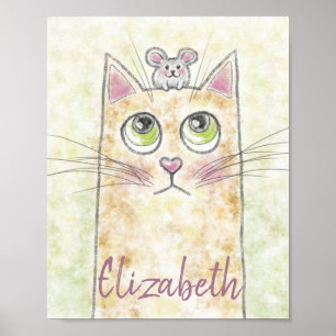 Cat and Mouse Illustration Poster