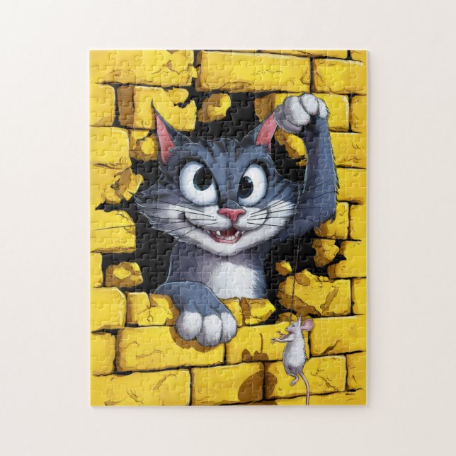 Cat and mouse. jigsaw puzzle (Vertical)