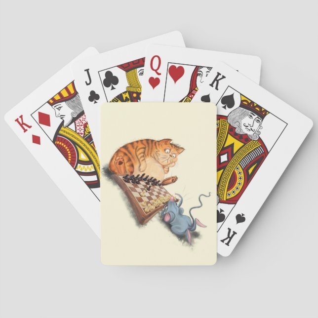Cat and Mouse Playing Cards Cartoon (Back)