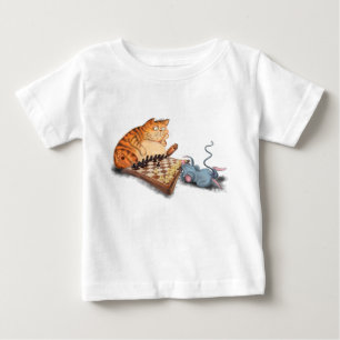 Cat and Mouse Playing Chess Baby T-Shirt Fun