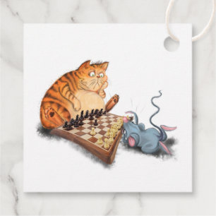 Cat and Mouse Playing Chess Cartoon Drawing Funny  Favour Tags