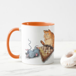 Cat and Mouse Playing Chess Mug