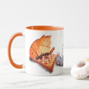 Cat and Mouse Playing Chess Mug Funny