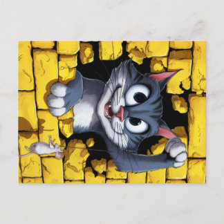 Cat and mouse. postcard