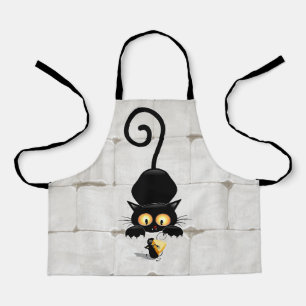 Cat and Mouse with Cheese Fun Cartoon Characters Apron