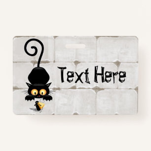 Cat and Mouse with Cheese Fun Cartoon Characters ID Badge