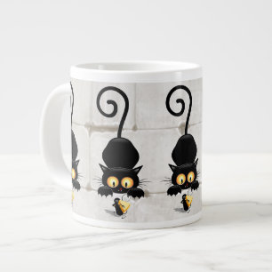 Cat and Mouse with Cheese Fun Cartoon Characters Large Coffee Mug