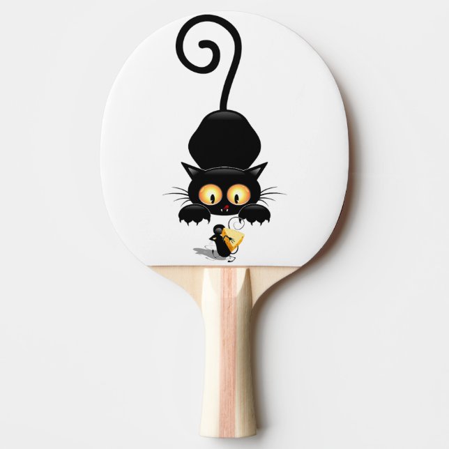 Cat and Mouse with Cheese Fun Cartoon Characters Ping Pong Paddle (Front)