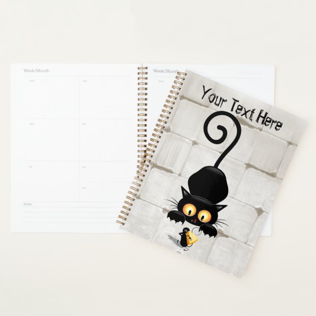 Cat and Mouse with Cheese Fun Cartoon Characters Planner (Display)