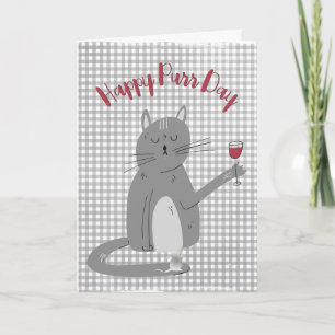 Cat and Mouse with Wine Glass Birthday Card