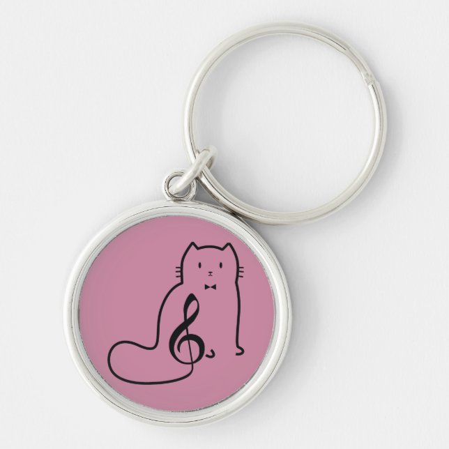 CAT AND MUSIC NOTE KEY RING (Front)