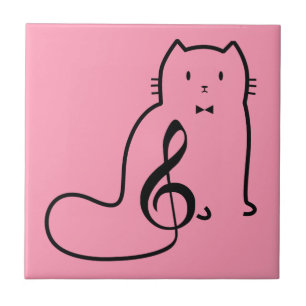 CAT AND MUSIC NOTE TILE