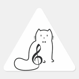 CAT AND MUSIC NOTE TRIANGLE STICKER
