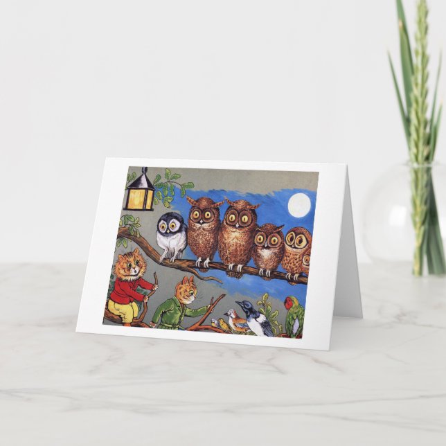 Cat and Owl, Louis Wain Card (Front)