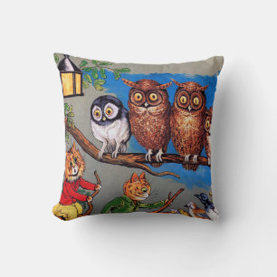 Cat and Owl, Louis Wain Cushion