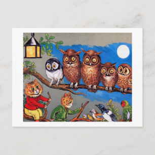 Cat and Owl, Louis Wain Postcard