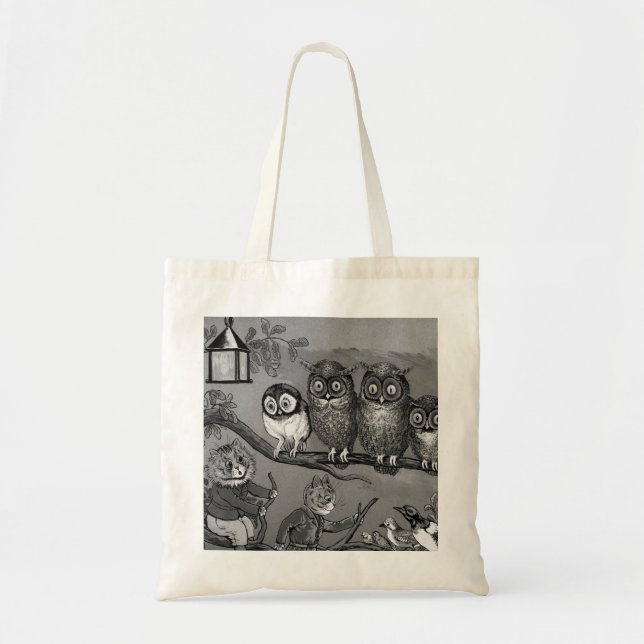 Cat and Owl, Louis Wain Tote Bag (Front)