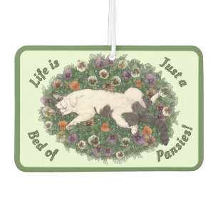 Cat and Pansy Flowers Design Customizeable Car Air Freshener