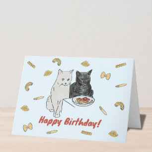 Cat and Pasta Birthday Card