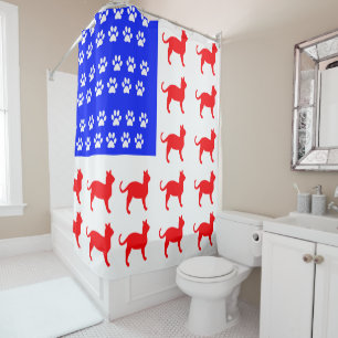 Cat and Paw Flag Shower Curtain
