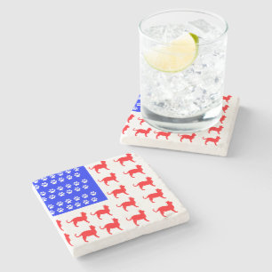 Cat and Paw Flag Stone Coaster
