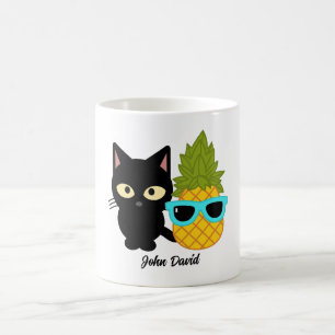 cat and pineapple are best friends, personalise  coffee mug