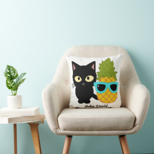 cat and pineapple are best friends, personalise cushion